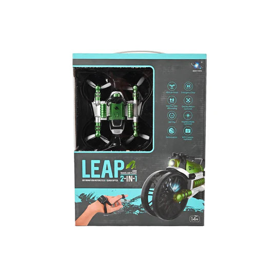 MOTOR CYCLE/QUADCOPTER TOY-LEAP 2 IN 1 (BLUE AND GREEN)