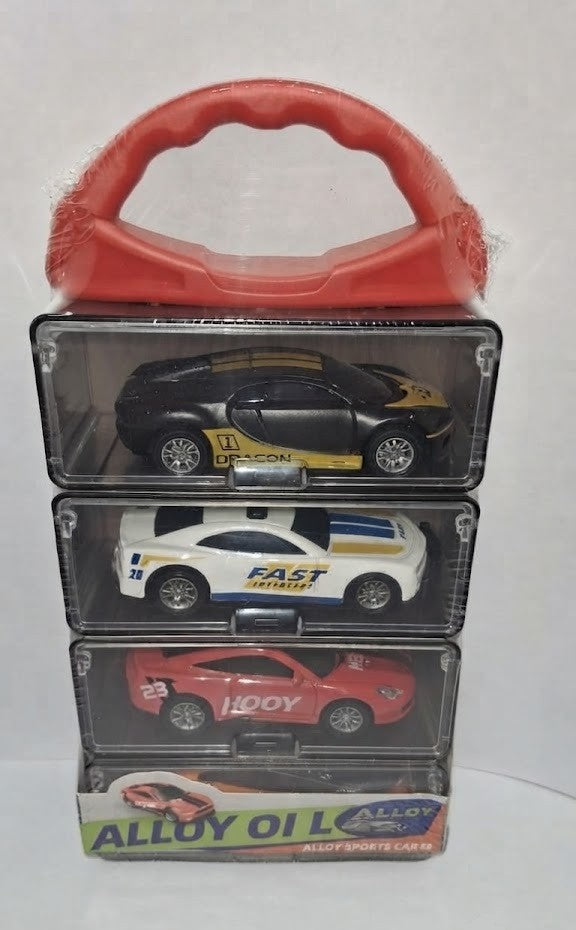 ALLOY SPORTS CAR DIE CAST METAL 1: 64 SPORTS CAR & STORAGE & 4 RANDOM (PACK OF 4)