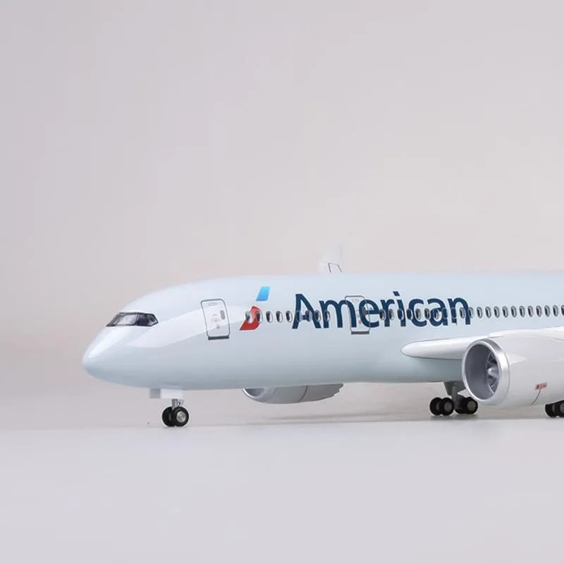 AIRPLANE DIECAST AMERICAN N801AC BOEING 777-300ER WITH LED LIGHT DISPLAY 47CM