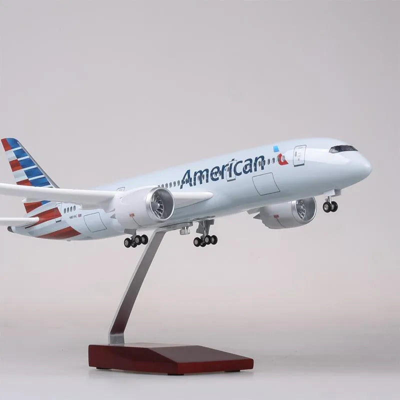 AIRPLANE DIECAST AMERICAN N801AC BOEING 777-300ER WITH LED LIGHT DISPLAY 47CM