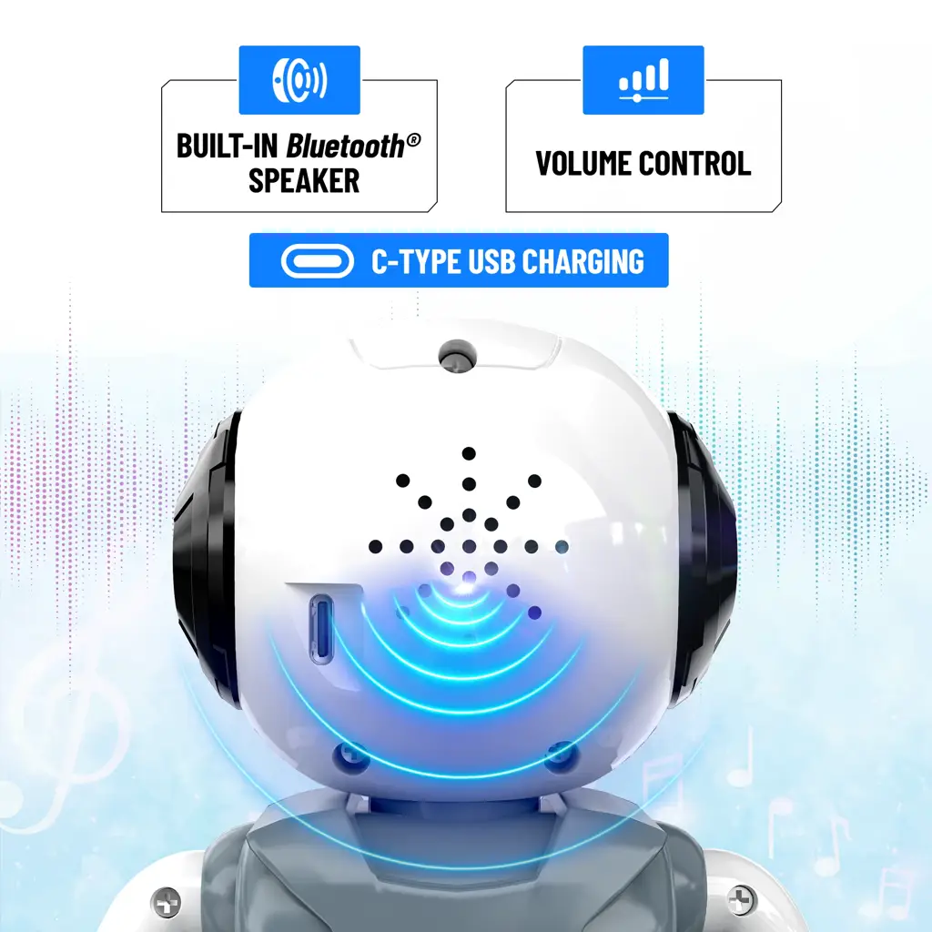 MOONWALKER WALKING AND TALKING ROBOT - IN-BUILT BLUETOOTH SPEAKER, CLAP DETECTION, RECHARGEABLE BATTERY, C TYPE USB CHARGING, VOICE COMMANDS, REMOTE AND APP CONTROL ( GREY )