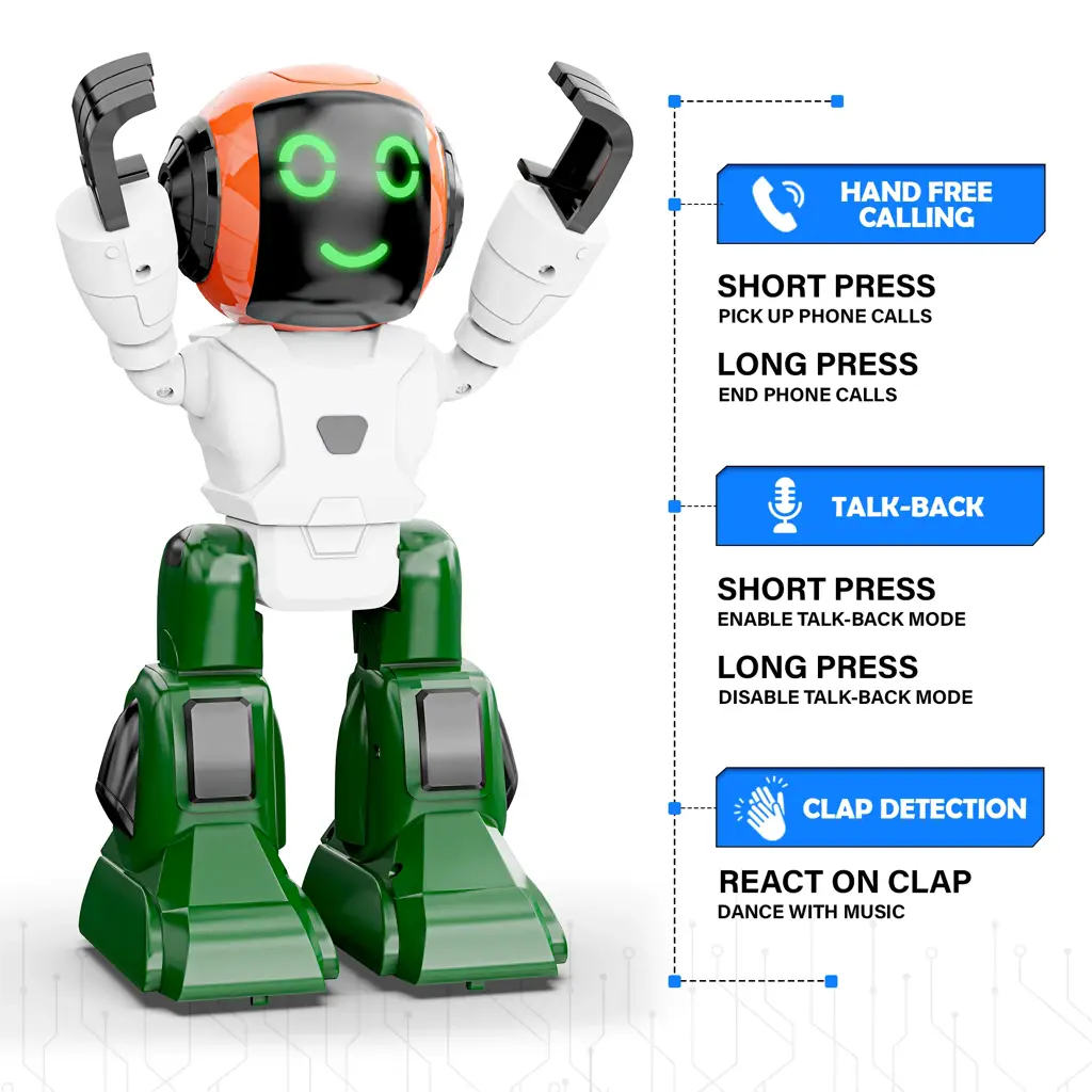 MOONWALKER WALKING AND TALKING ROBOT - IN-BUILT BLUETOOTH SPEAKER, CLAP DETECTION, RECHARGEABLE BATTERY, C TYPE USB CHARGING, VOICE COMMANDS, REMOTE AND APP CONTROL ( TIRANGA )