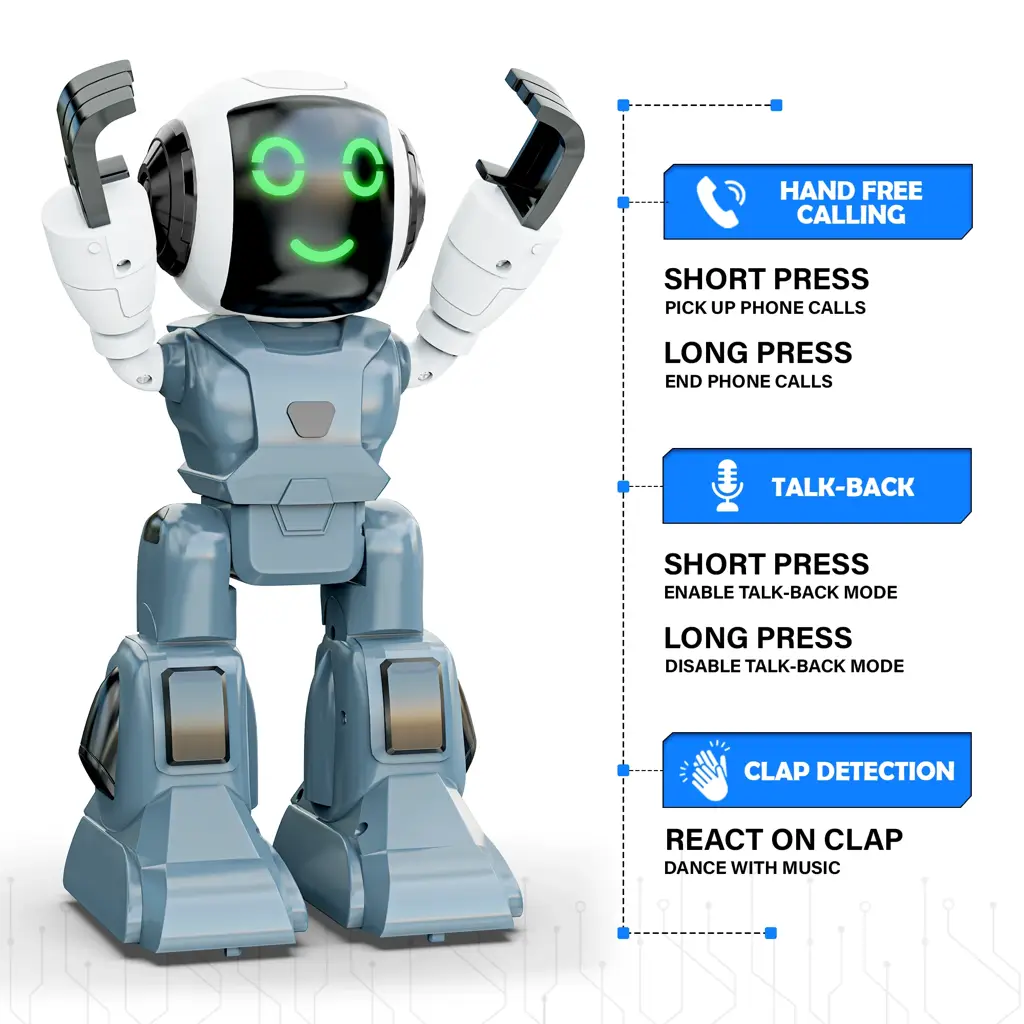 MOONWALKER WALKING AND TALKING ROBOT - IN-BUILT BLUETOOTH SPEAKER, CLAP DETECTION, RECHARGEABLE BATTERY, C TYPE USB CHARGING, VOICE COMMANDS, REMOTE AND APP CONTROL ( GREY )