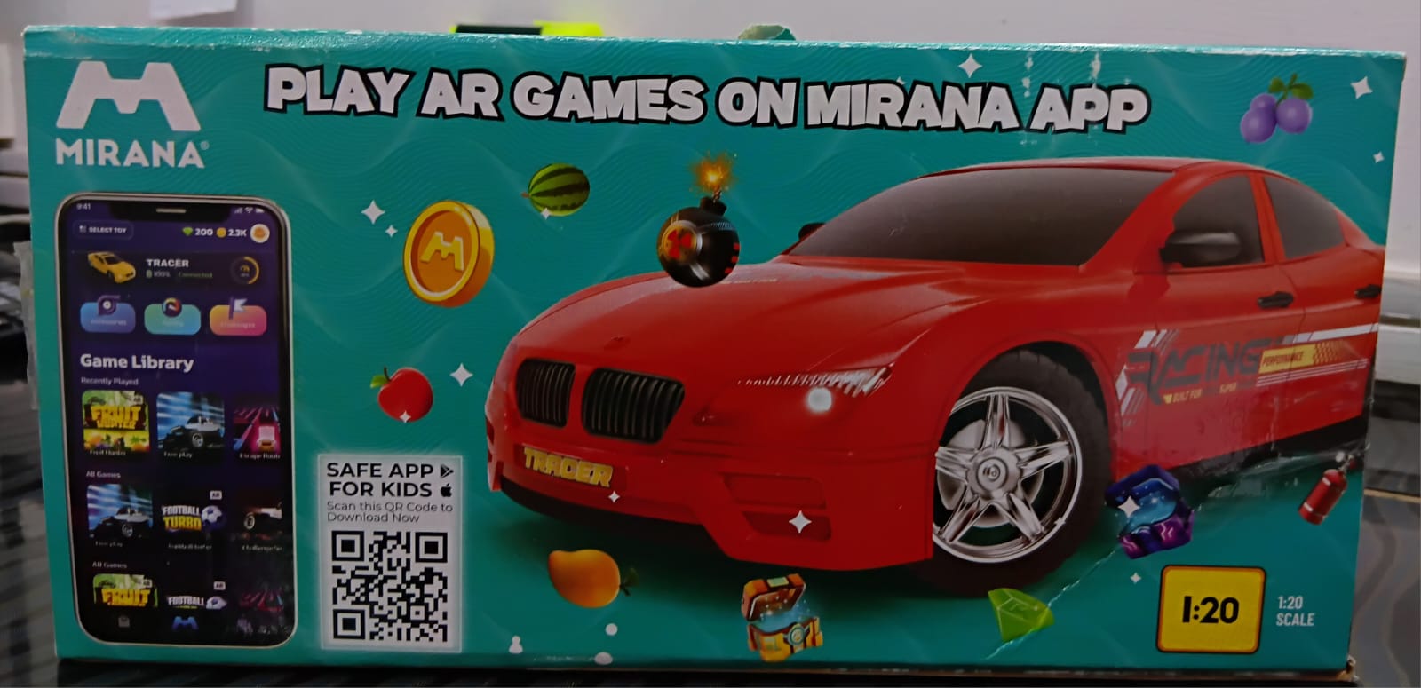 MIRANA WATCH CONTROL TRACER RC CAR HAND & APP CONTROL WITH BLUETOOTH SPEAKER C-TYPE CHARGING HIGH SPEED RACING ( GREY )