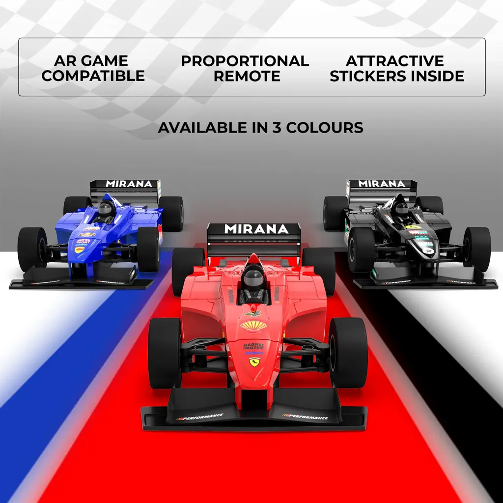 MIRANA F1R SUPER CAR APP & REMOTE CONTROL SUPER CAR - 1.5X NITRO BOOST, IN-BUILT BLUETOOTH SPEAKER, 2000 MAH C TYPE USB RECHARGEABLE BATTERY, DUAL MOTOR & SOFT RUBBER WHEELS SCALE 1:16 (RED)