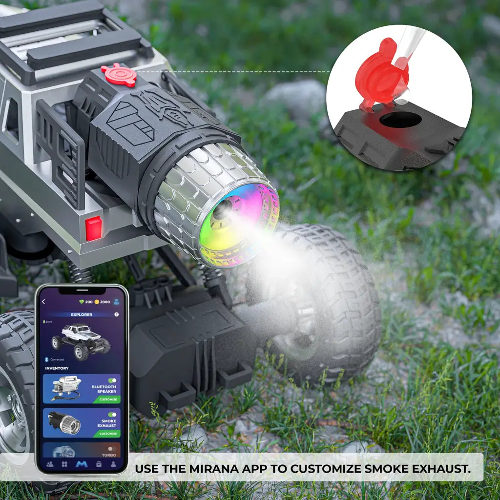 MIRANA EXPLORER 4X4 ALL WHEEL DRIVE REMOTE AND APP CONTROL MONSTER TRUCK, 1.5X POWERFUL NITRO, 2500 MAH LION RECHARGEABLE BATTERY, C TYPE USB CHARGING,SCALE 1:16 (SILVER)