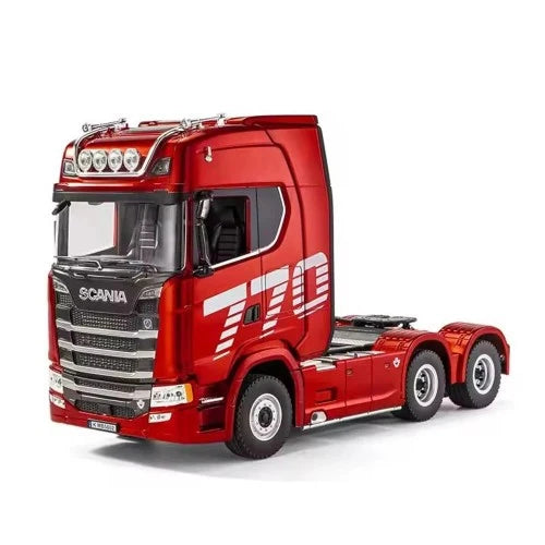 HUINA 1501 1/18 SCANIA 770 S V8 TRUCK RED AND 1502 1:18 PROFESSIONAL R/C PLATFORM SEMITRAILER RED