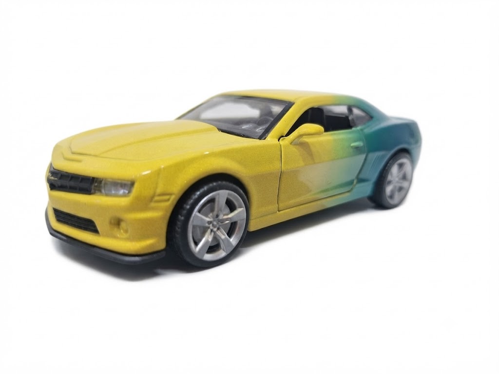 CCA 1:36 2013 CHEVROLET CAMARO SS DIECAST MODEL 12011 YELLOW/BLUE