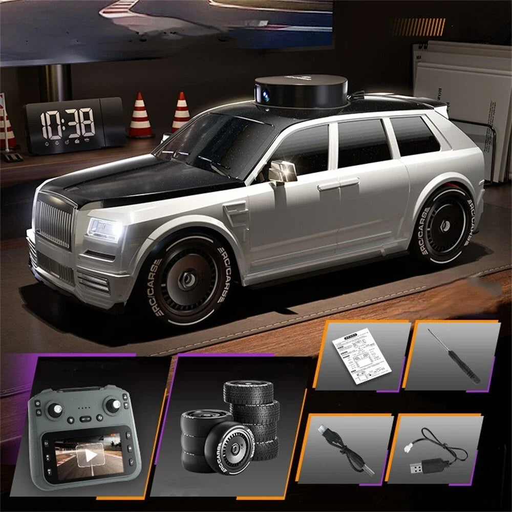TELECAR 1/18 SCALE WITH HD CAMERA RC CAR BLACK/WHITE