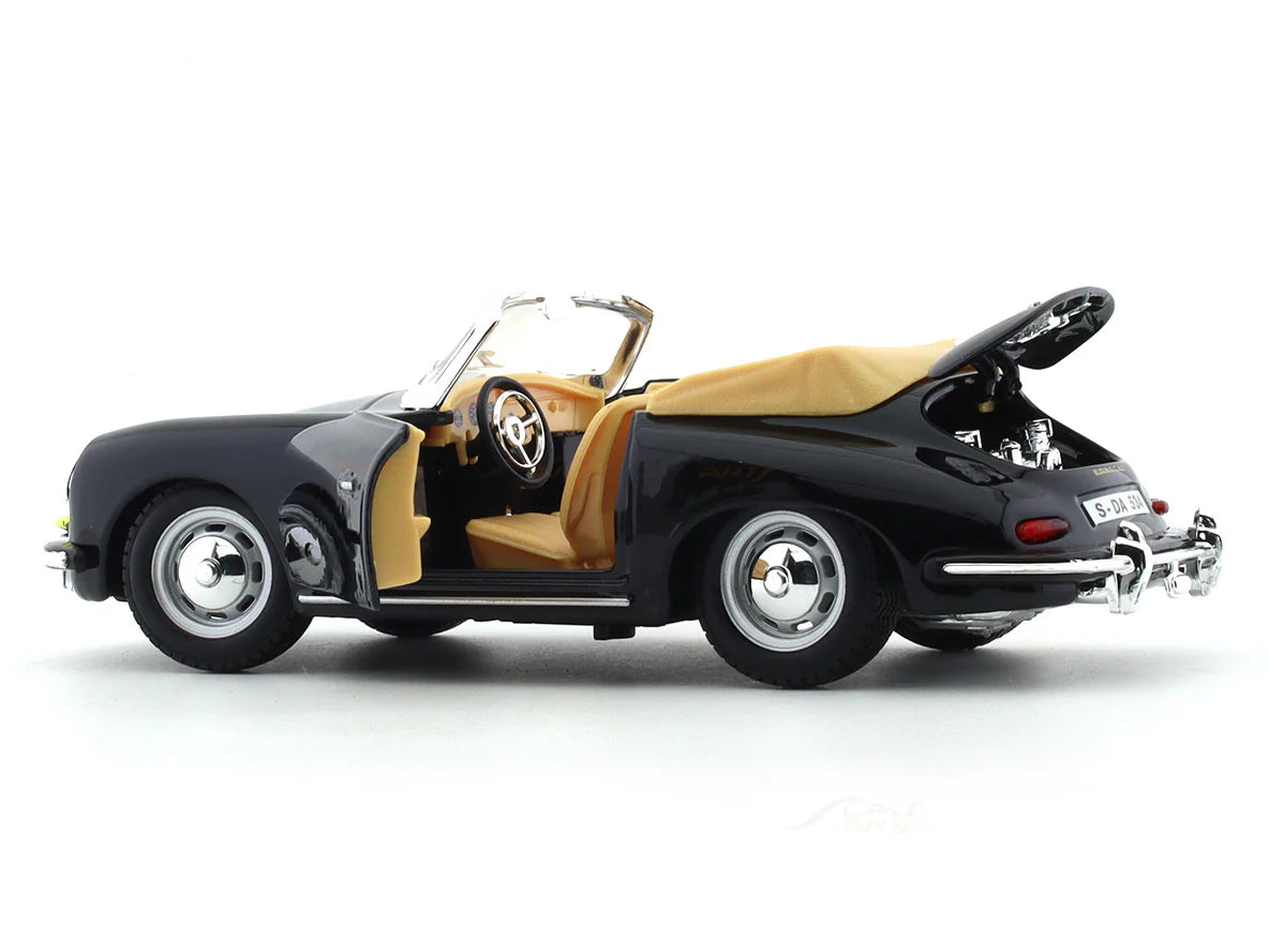 BBURAGO 1961 PORSCHE 356B CABRIOLET BLACK 1:24 SCALE 92078