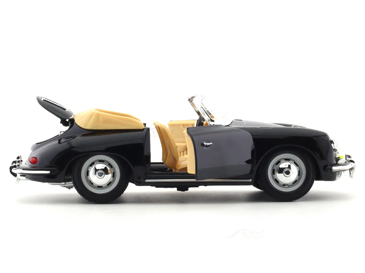 BBURAGO 1961 PORSCHE 356B CABRIOLET BLACK 1:24 SCALE 92078