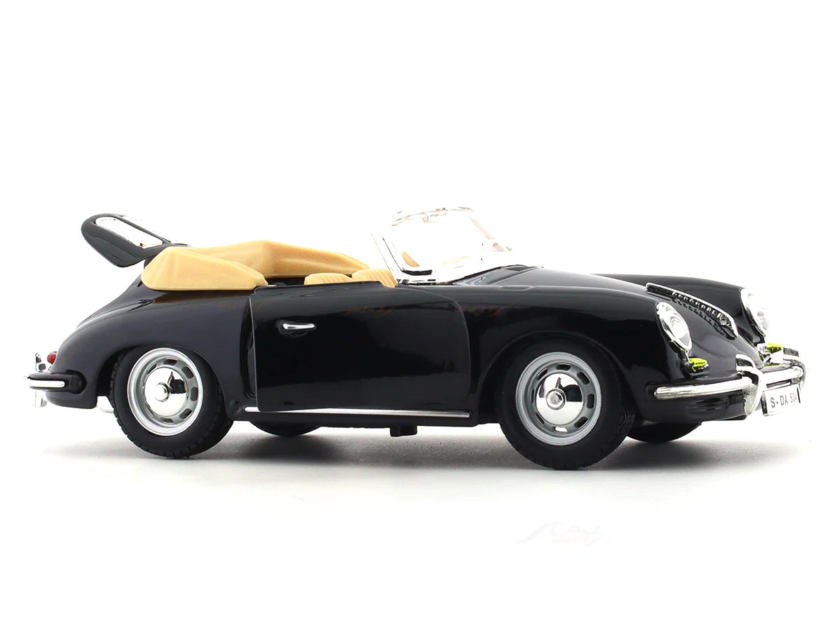 BBURAGO 1961 PORSCHE 356B CABRIOLET BLACK 1:24 SCALE 92078
