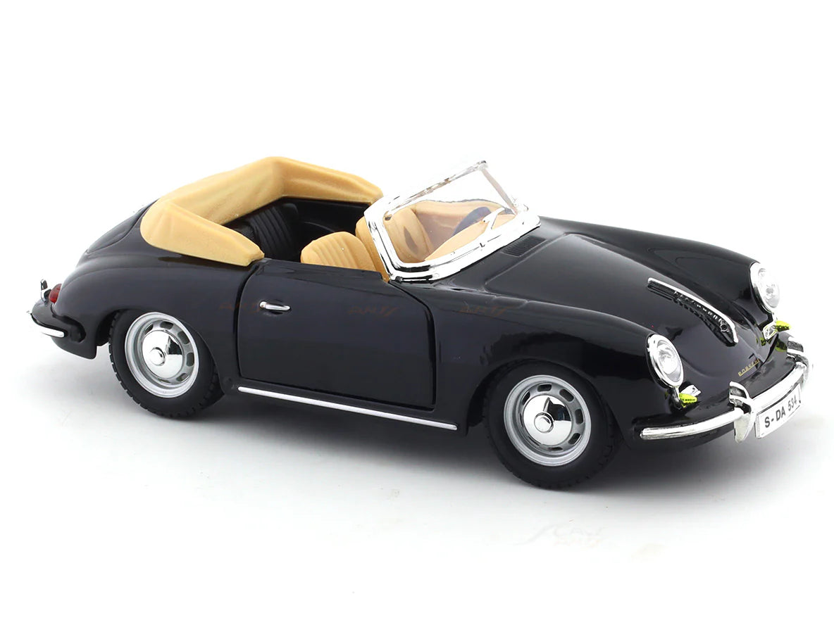 BBURAGO 1961 PORSCHE 356B CABRIOLET BLACK 1:24 SCALE 92078