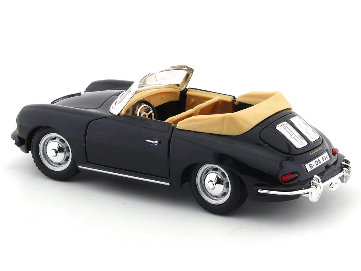 BBURAGO 1961 PORSCHE 356B CABRIOLET BLACK 1:24 SCALE 92078