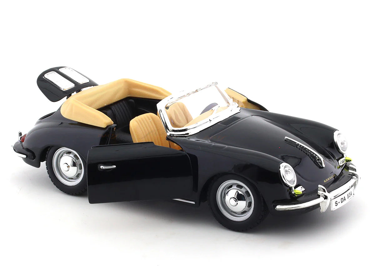 BBURAGO 1961 PORSCHE 356B CABRIOLET BLACK 1:24 SCALE 92078