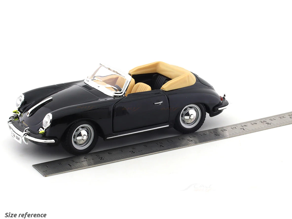BBURAGO 1961 PORSCHE 356B CABRIOLET BLACK 1:24 SCALE 92078