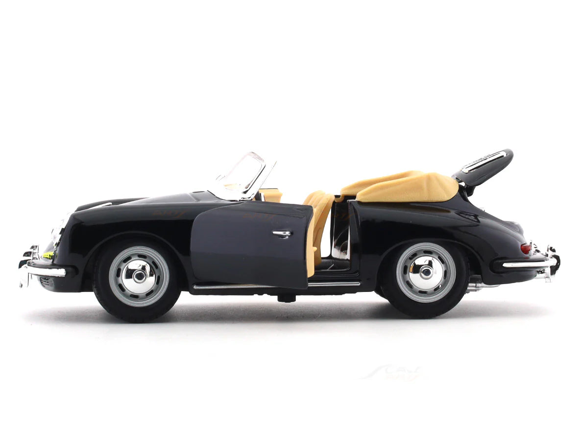 BBURAGO 1961 PORSCHE 356B CABRIOLET BLACK 1:24 SCALE 92078