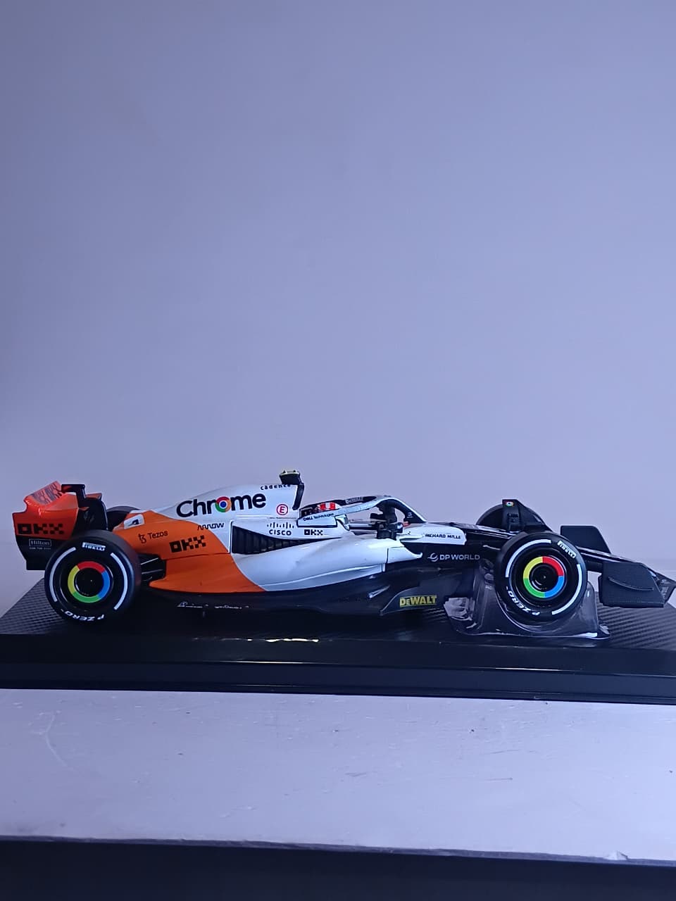 CCA MCLAREN MCL60 F1 MONACO GP 2023 SPECIAL CHROME DIE CAST MODEL 68203T 1:24 ORANGE/WHITE