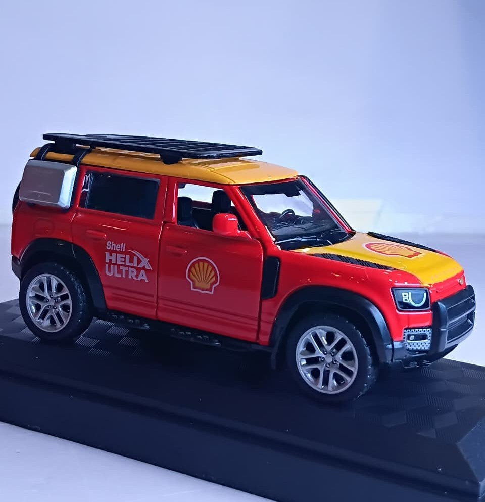 CCA 1:43 LAND ROVER DEFENDER 110 DIECAST MODEL 67102E CAR RED/YELLOW