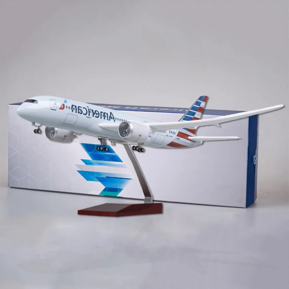 AIRPLANE DIECAST AMERICAN N801AC BOEING 777-300ER WITH LED LIGHT DISPLAY 47CM