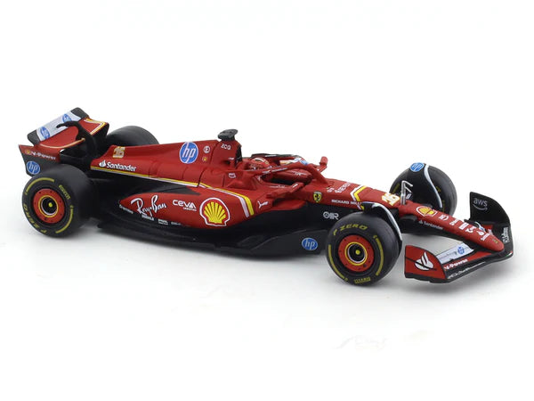 BBURAGO FERRARI SF24 C LECLERC 1:43 SCALE DIECAST 18-36843L WITH DRIVER