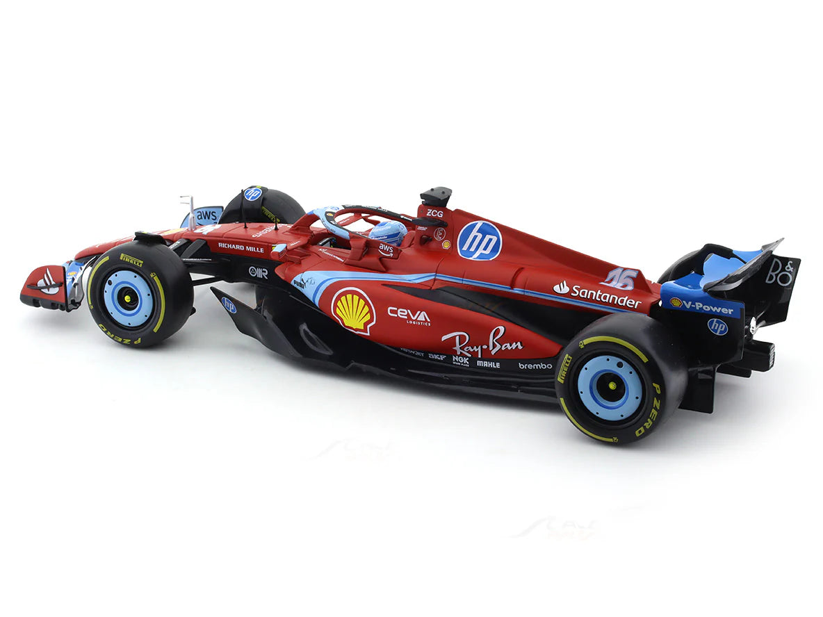 BBURAGO FERRARI SF24 #16 CHARLES LECLERC MIAMI GP 1:18 SCALE DIECAST MODEL