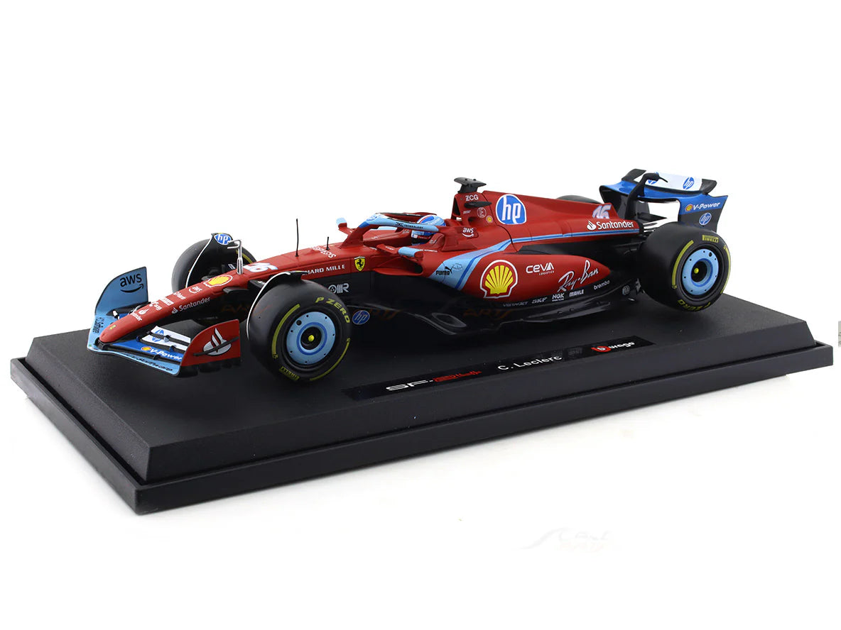BBURAGO FERRARI SF24 #16 CHARLES LECLERC MIAMI GP 1:18 SCALE DIECAST MODEL