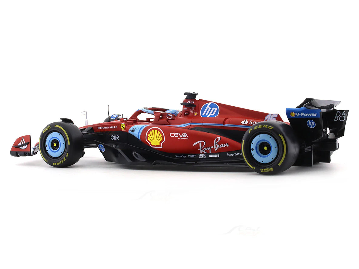 BBURAGO FERRARI SF24 #16 CHARLES LECLERC MIAMI GP 1:18 SCALE DIECAST MODEL