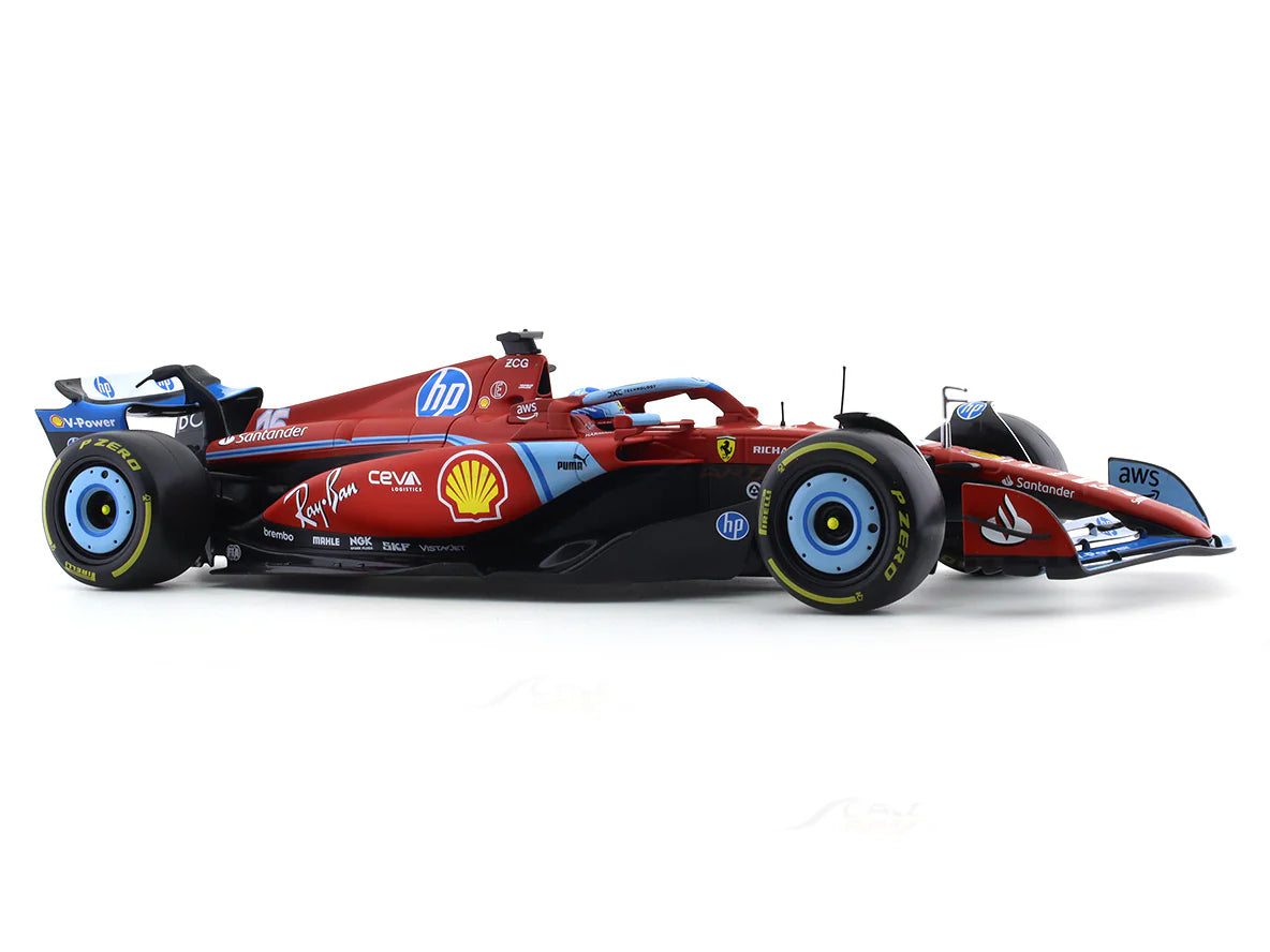 BBURAGO FERRARI SF24 #16 CHARLES LECLERC MIAMI GP 1:18 SCALE DIECAST MODEL