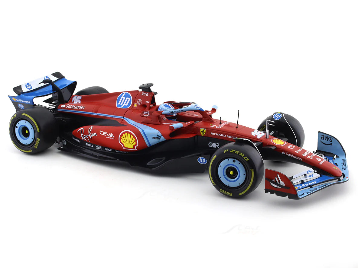 BBURAGO FERRARI SF24 #16 CHARLES LECLERC MIAMI GP 1:18 SCALE DIECAST MODEL
