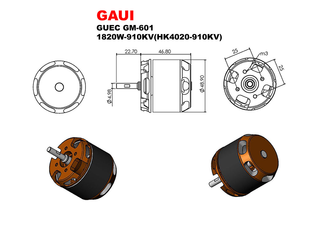 GAUI GUEC SCORPION GM-601 BRUSHLESS MOTOR (1820W-910KV) - QUALITY PREOWNED