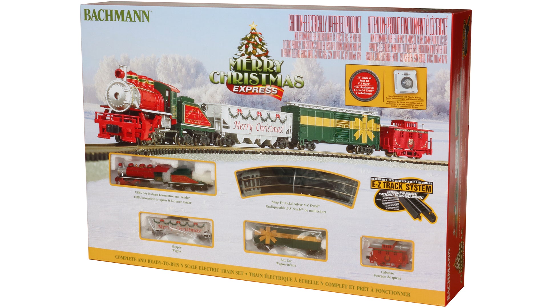 BACHMANN N SCALE READY TO RUN MERRY CHRISTMAS EXPRESS TRAIN SET 24027