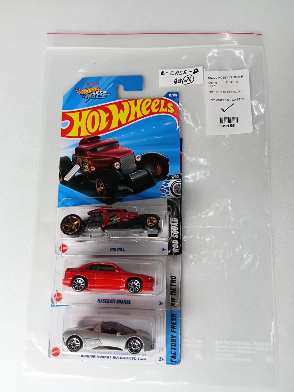 HOT WHEELS - CASE D (2025) - BASIC CAR ASSORTED (PACK OF 3 )-DIECAST