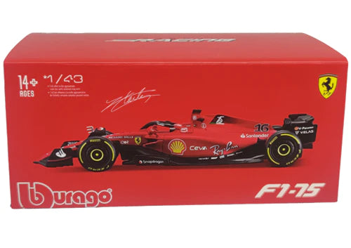 Burago 2022 F1 Ferrari-75 Racing Team #16 Santander C.Sainz car 1/43