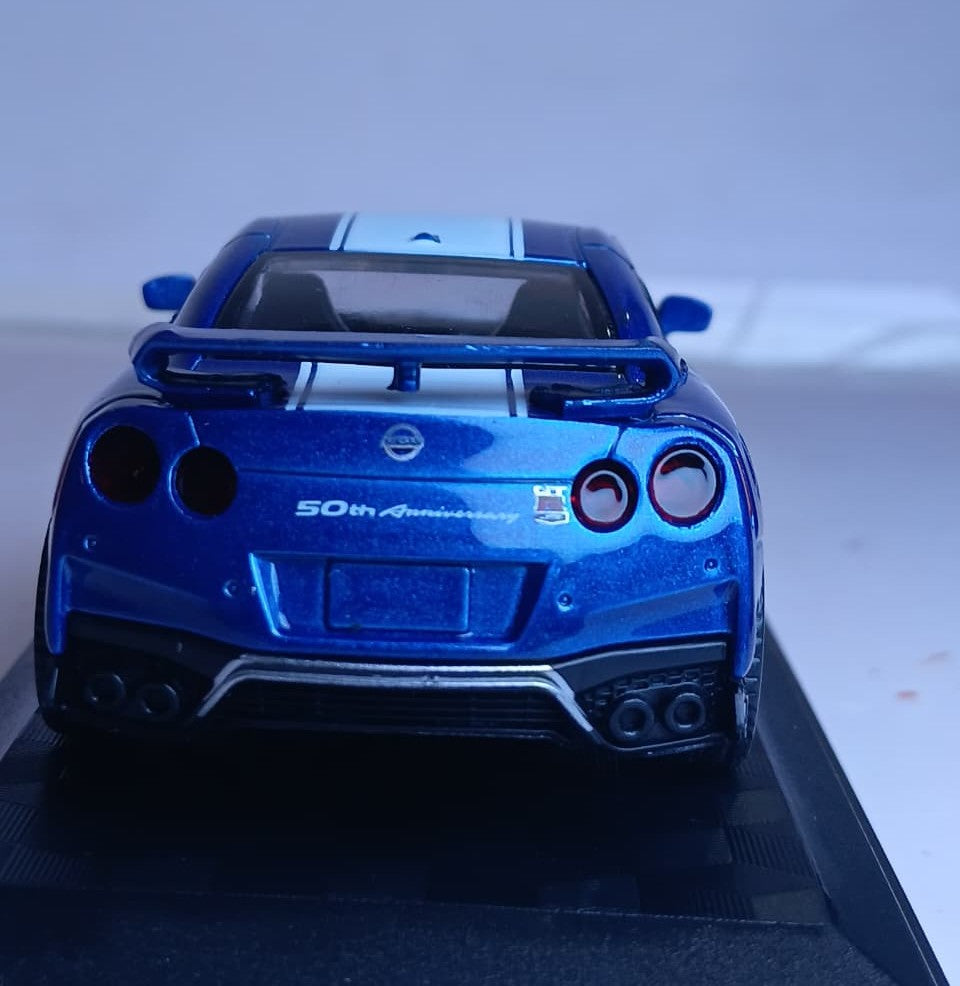 CCA 1:42 NISSAN GT-R (R35) 50Th ANNIVERSARY DIECAST MODEL 67037A CAR BLUE