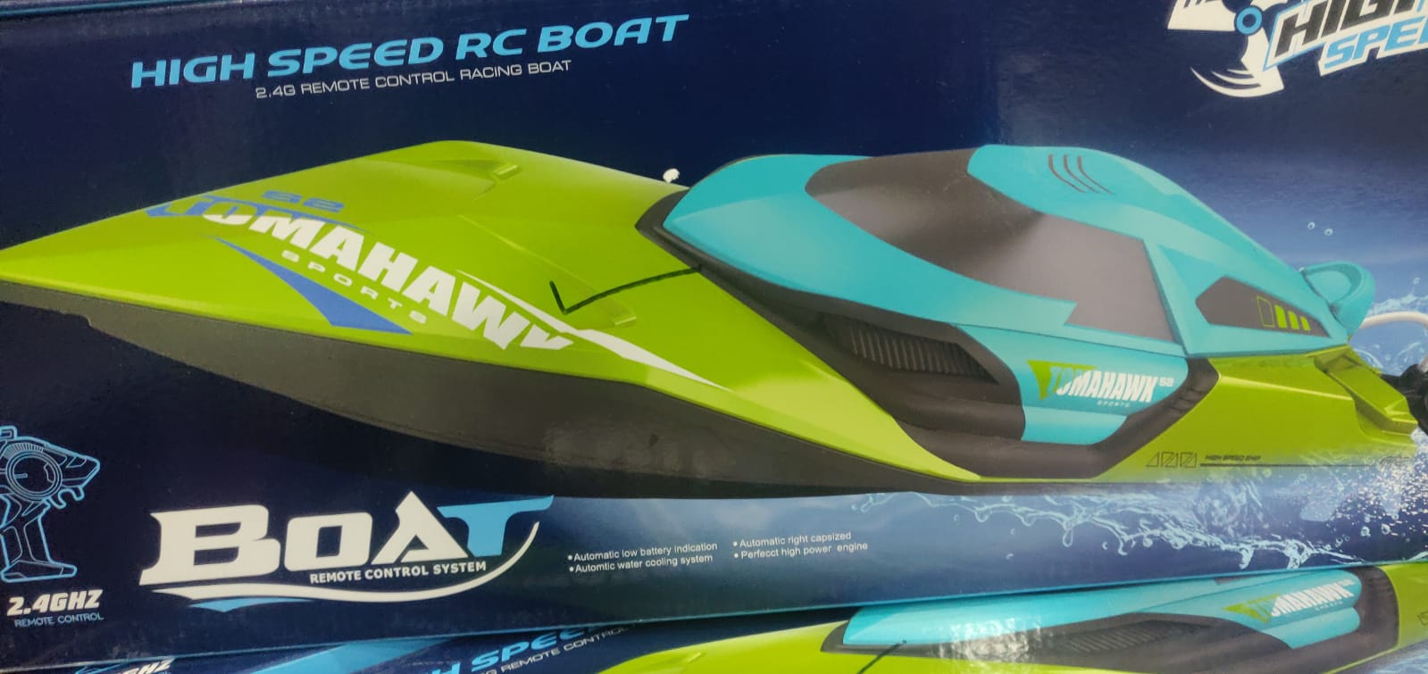 TOMAHAWK RC BOAT ELECTRIC BLUE & GREEN