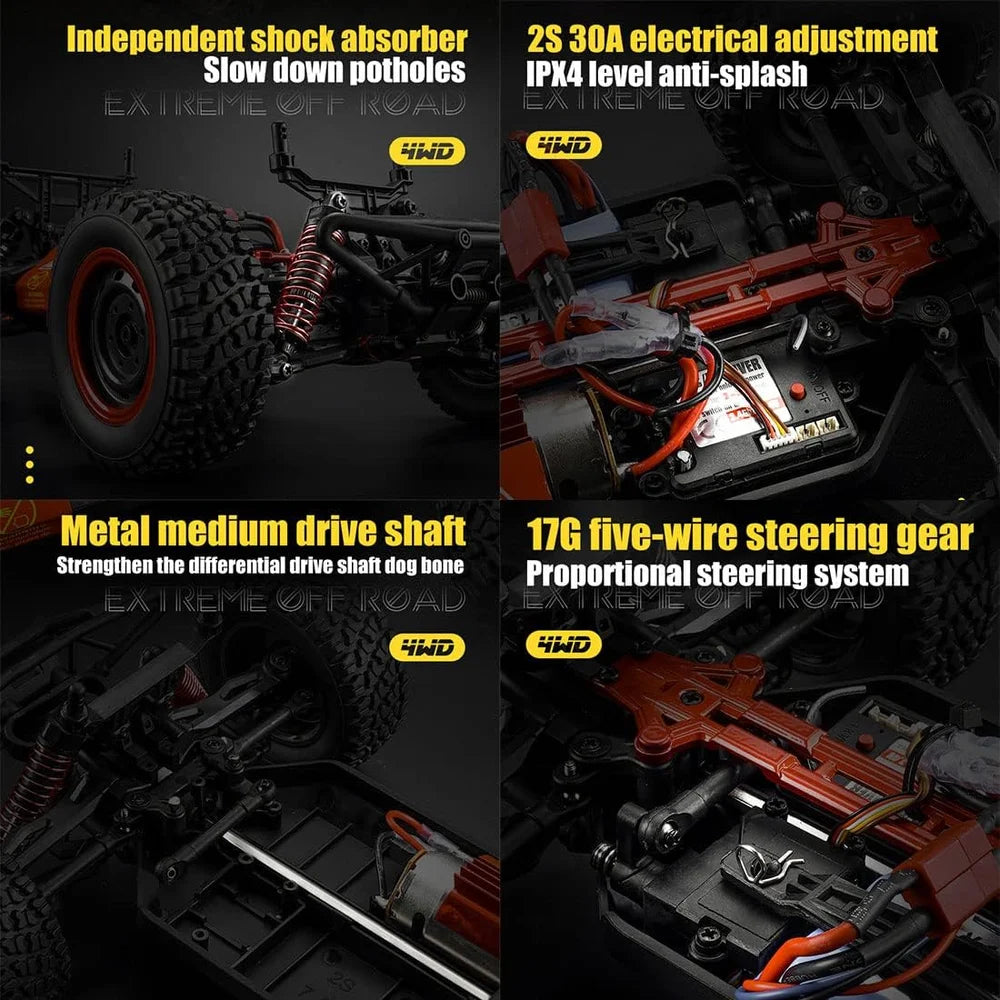 TOP RACING SERIES ADVENTURER 4WD 1/16 HIGH-SPEED RACING CAR. SCY16106-RED
