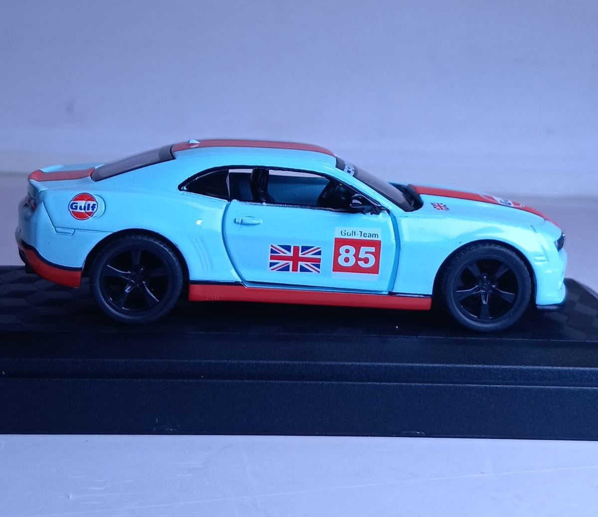 CCA GULF 1:43 2013 CHEVROLET CAMARO SS DIECAST MODEL 67026F CAR SKY BLUE/ORANGE