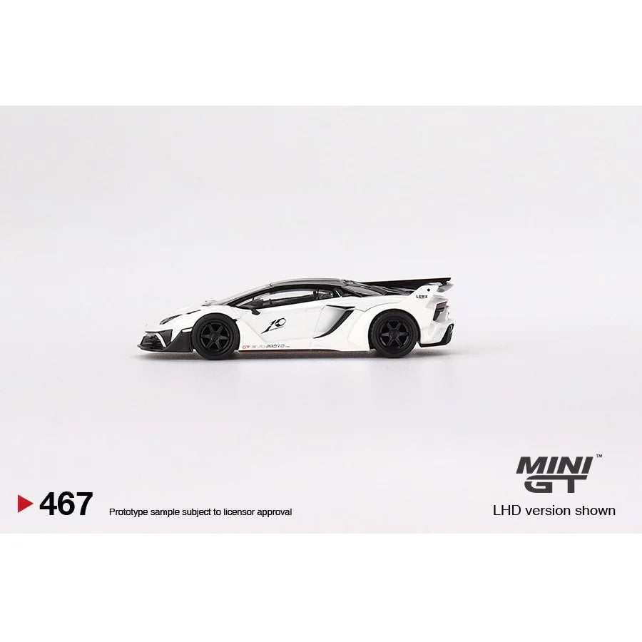 MINI GT Lamborghini Aventador GT EVO White – LB Silhouette Works 1:64 Scale Diecast Car