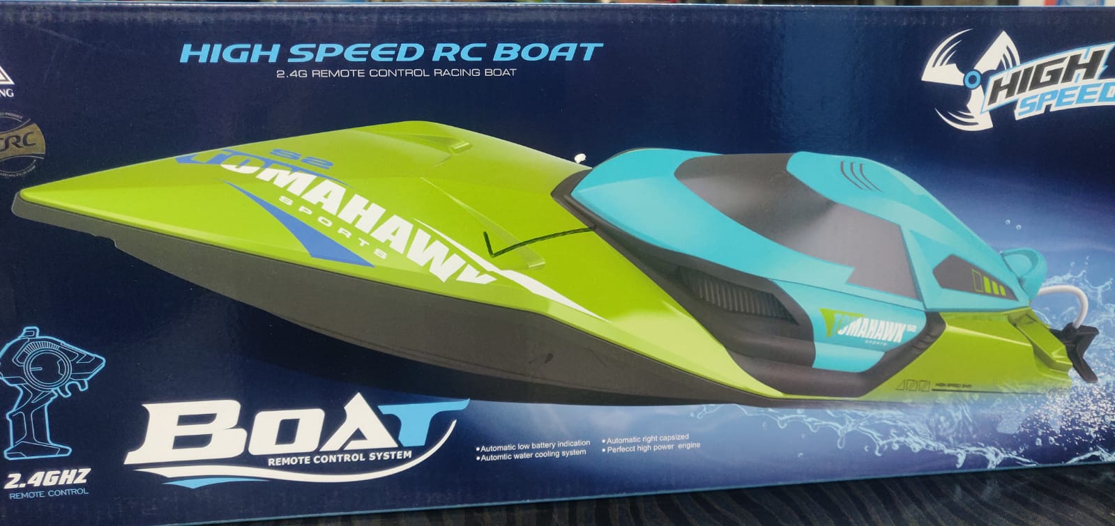 TOMAHAWK RC BOAT ELECTRIC BLUE & GREEN