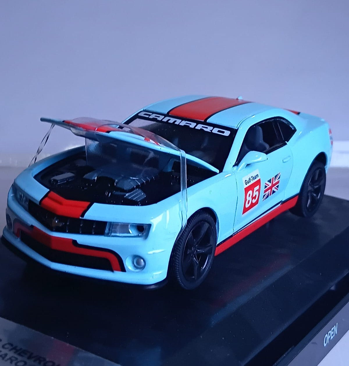 CCA GULF 1:32 2013 CHEVROLET CAMARO SS DIECAST MODEL  88335F CAR SKY BLUE/ORANGE