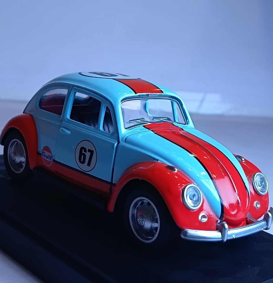 CCA GULF 1:36 VOLKSWAGEN CLASSICAL BEETLE 1967 DIECAST MODEL 67053F CAR SKY BLUE/ORANGE