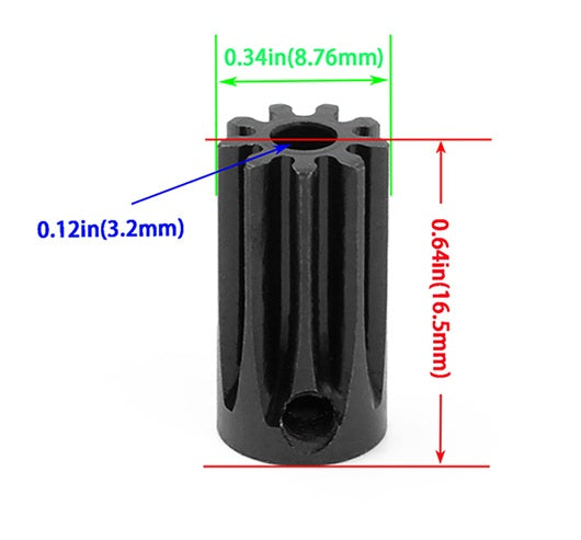 MOTOR THREAD PINION GEAR  9T STRAIGHT HELI