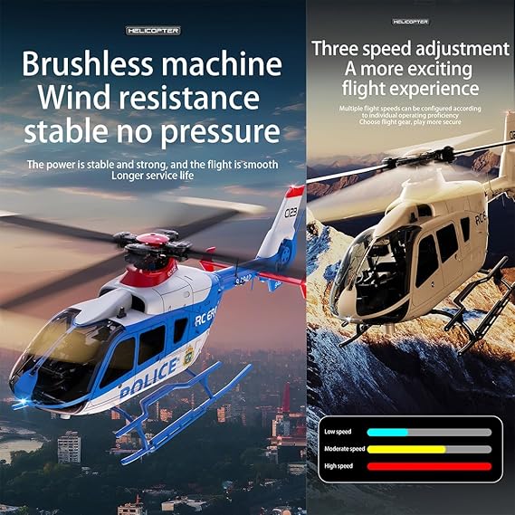 RC Helicopter RC ERA C123 EC135 Scaled 1:36 6CH 6-Axis Altitude Hold Optical Flow Positioning Version(CHAMPAGNE)