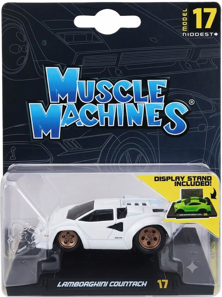 MAISTO MUSCLE MACHINE 1/64 SCALE LAMBORGHINI COUNTACH WHITE METAL DIECAST SERIES 3 MODEL 17 CODE 15526