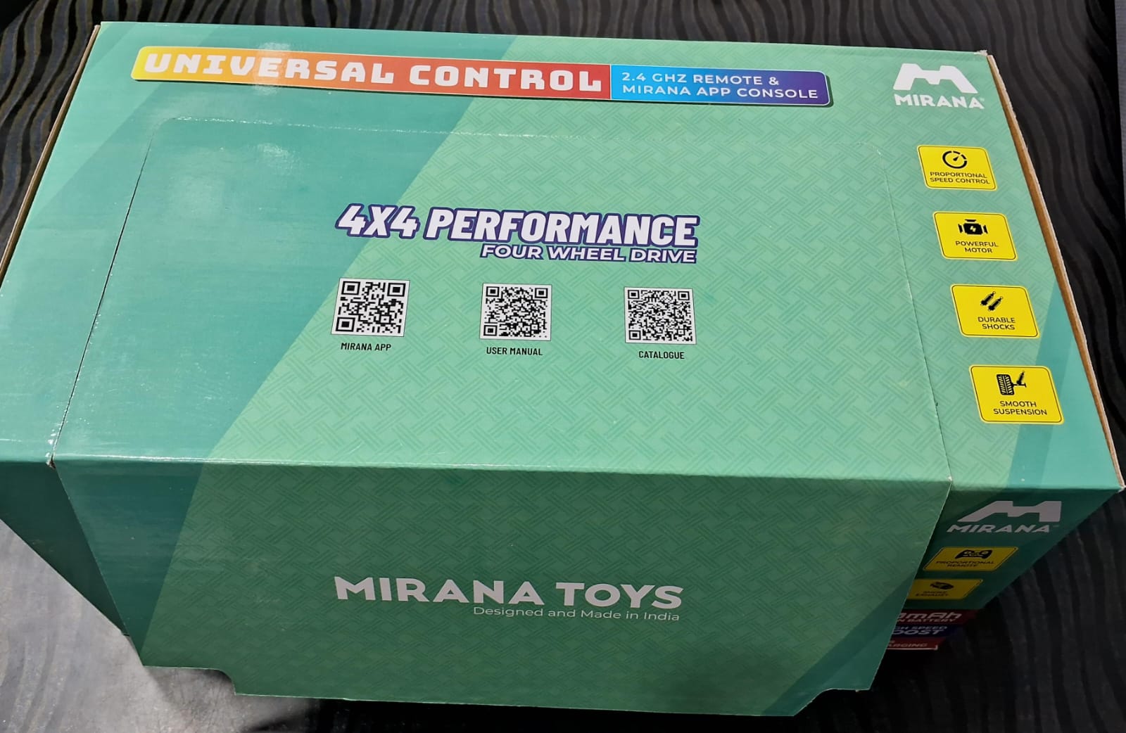 MIRANA  MEGA RANGER APP AND REMOTE CONTROL CAR - DUAL MOTOR, LED HEADLIGHTS, SMOKE EXHAUST, 6 DRIVE WHEEL, 2000 MAH LI-ION RECHARGEABLE BATTERY, C TYPE USB CHARGING (BLUE & ORANGE)