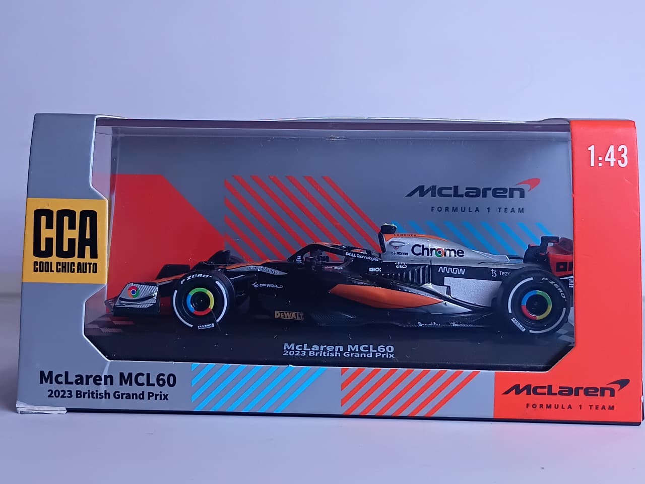 CCA MCLAREN MCL60 2023 F1 1:43 DIECAST SCALE MODEL 67167A ORANGE & SILVER