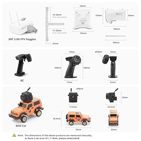 SNT 3010 Jeep Wrangler Y60 Off-Road Series 1:64 Scale Remote Control Truck,Rc Car With Camera And FPV Goggles(ORANGE)