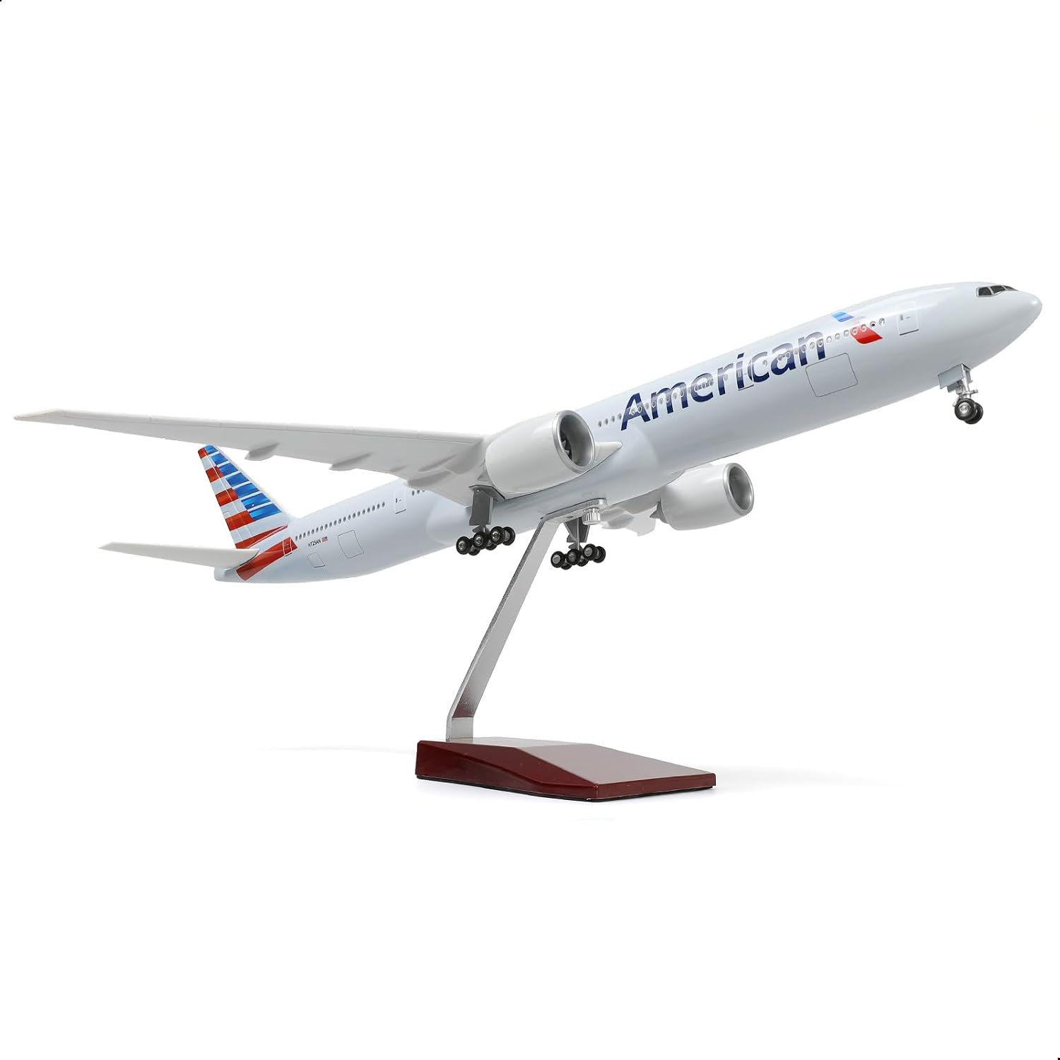 AIRPLANE DIECAST AMERICAN AIRLINES N725AN BOEING 777-300ER WITH LED LIGHT DISPLAY 47CM