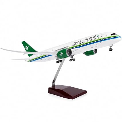 AIRPLANE DIECAST SAUDIA HZ-AR32 BOEING 787-10 DREAMLINER WITH LED LIGHT DISPLAY 47CM
